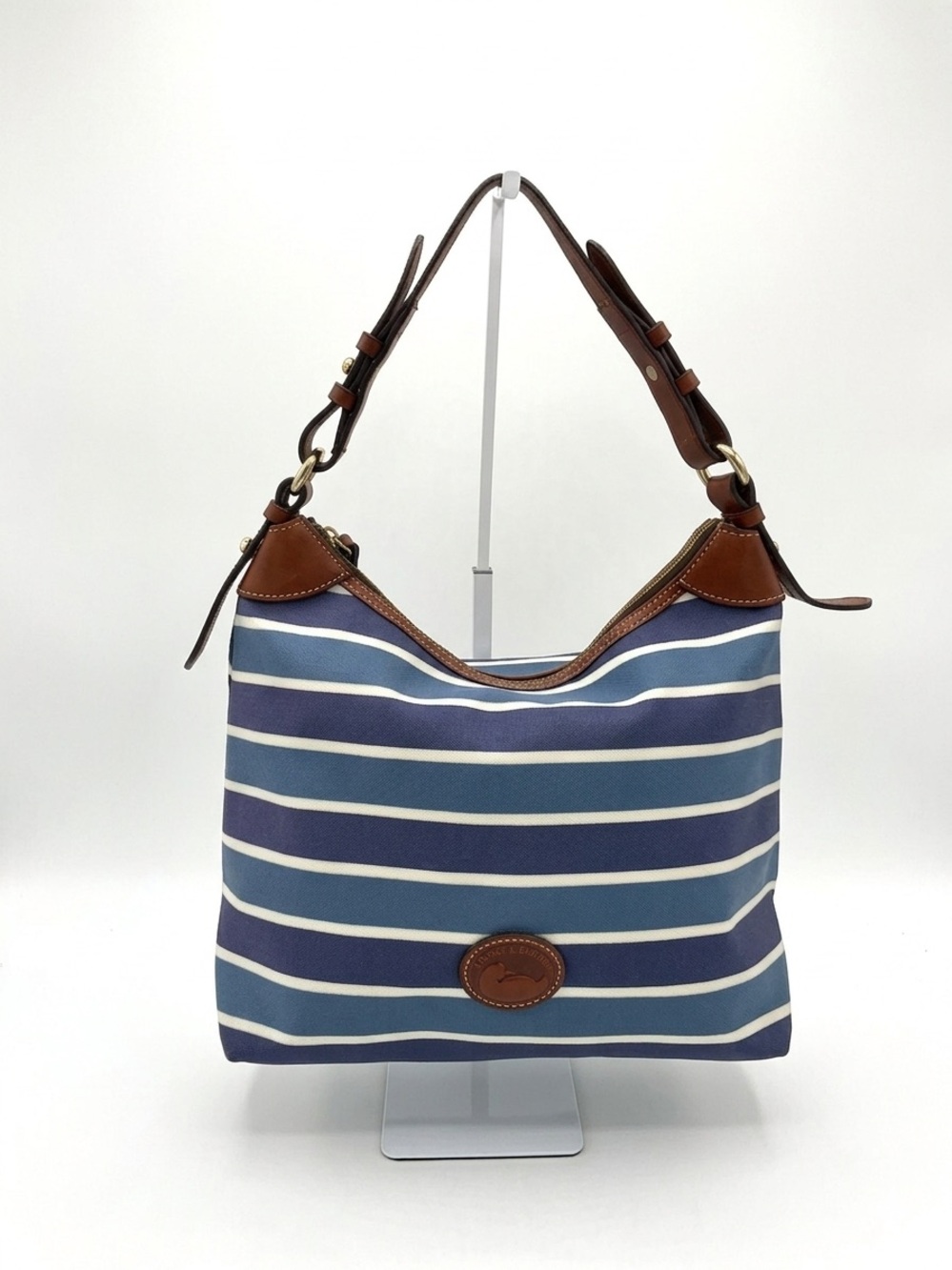 💐 Dooney & Bourke Sullivan Nautical Stripe Coated Cotton Hobo Bag J10617086